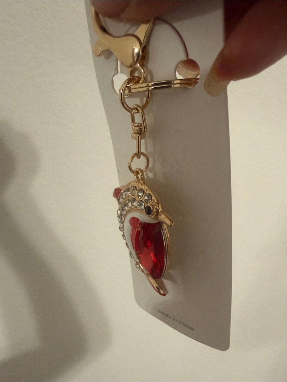 Mint Gold-Tone Dolphin Keychain with Red Crystal - Picture 3 of 3